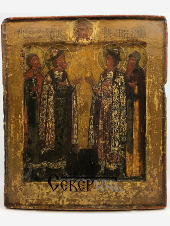 Икона Святые Князья Борис и Глеб, Никита  Воин, Никита  Переславский. 17 век